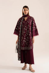 SAPPHIRE-3PC LAWN LASER WORK EMBROIDERED SHIRT WITH KHADDI NET EMBROIDERED DUPATTA AND TROUSER-NC-2666