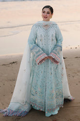 QALAMQAR-3PC LAWN CHIKANKAARI EMBROIDERED SHIRT WITH KHAADI NET EMBROIDERED DUPATTA AND TROUSER-NC-2689