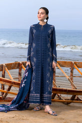 RANG RASIYA-3PC LAWN CHIKAN EMBROIDERED SHIRT WITH CHIFFON PRINTED DUPATTA AND TROUSER-NC-2659