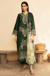 IZEL-3PC LAWN EMBROIDERED SHIRT WITH CHIFFOON PRINT DUPATTA AND EMB TROUSER-NC-2628