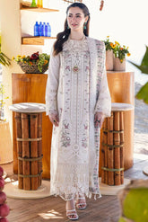 QALAMQAR-3PC LAWN EMBROIDERED SHIRT WITH CHIFFOON EMBROIDERED PRINT DUPATTA AND EMB TROUSER-NC-2652