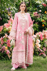 MAHNUR-3PC LAWN LASER WORK EMBROIDERED SHIRT WITH KHAADI NET EMBROIDERED DUPATTA AND TROUSER-NC-2647