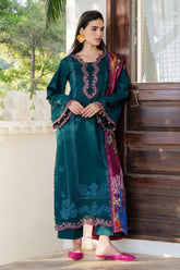 IZEL-3PC LAWN EMBROIDERED SHIRT WITH CHIFFON PRINT DUPATTA AND EMB TROUSER-NC-2641