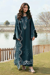 IZEL-3PC LAWN EMBROIDERED SHIRT WITH KHAADI NET EMBROIDERED DUPATTA AND TROUSER-NC-2622