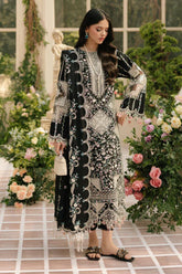 BIN ILYAS-3PC LAWN HEAVY EMBROIDERED SHIRT WITH KHADDI NET EMBROIDERED DUPATTA & LAWN TOUSER-NC-2625