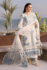ANEELAS-3PC LAWN EMBROIDERED SHIRT WITH ORGANZA EMBROIDERED DUPATTA AND TROUSER-NC-2628