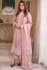 ANEELAS-3PC LAWN CHIKAN EMBROIDERED SHIRT WITH LAWN EMB DUPATTA AND TROUSER-NC-2667