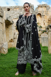 IMAGE-3PC LAWN EMBROIDERED SHIRT WITH CHIFFON EMBROIDERED DUPATTA AND TROUSER-NC-2659