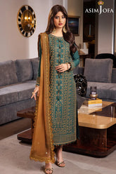 ASIM JOFA-3PC LAWN HEAVY EMBROIDERED SHIRT WITH CHIFFON EMBROIDERED DUPATTA AND TROUSER-NC-2647
