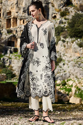 IMAGE-3PC LAWN EMBROIDERED SHIRT WITH KHADDI NET EMBROIDERED DUPATTA AND EMB TROUSER-NC-2646