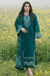 IZEL-3PC LAWN EMBROIDERED SHIRT WITH CHIFFON PRINTED DUPATTA AND TROUSER-NC-2626