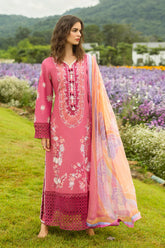 MUSHQ-3PC LAWN EMBROIDERED SHIRT WITH CHIFFON PRINT DUPATTA & TROUSER-NC-2643