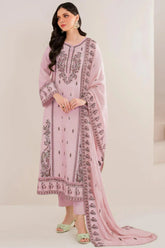 GARNET-3PC LAWN EMBROIDERED SHIRT WITH LAWN EMBROIDERED DUPATTA AND TROUSER-NC-2613