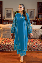 URGE-2PC LAWN SEQUIN EMBROIDERED SHIRT WITH EMB TROUSER-NC-2604