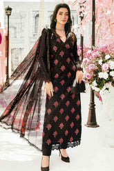 MARIA B-3PC LAWN EMBROIDERED SHIRT WITH MONARK PRINT DUPATTA & TROUSER-NC-2675