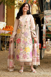 ANEELAS-3PC LAWN EMBROIDERED SHIRT WITH KHAADI NET PRINTED DUPATTA & EMB TROUSER-NC-4783