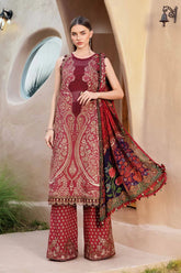 MARIA.B-3PC LAWN EMBROIDERED PRINTED SHIRT WITH CHIFFON PRINT DUPATTA AND PRINT TROUSER-NC-2618