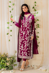 MIRANA-3PC LAWN EMBROIDERED SHIRT WITH BAMBER CHIFFON DUPATTA AND TROUSER-NC-2620