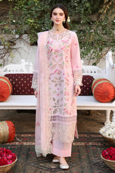 MAHNUR-3PC LAWN EMBROIDERED SHIRT WITH KHADDI NET EMBROIDERED DUAPTTA AND TROUSER-NC-2643