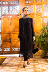 QALAMQAR-3PC LAWN CHIKAANKARI EMBROIDERED SHIRT WITH KHAADI NET EMBROIDERED DUPATTA AND TROUSER-NC-2659