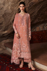 QALAMQAR-3PC LAWN EMBROIDERED SHIRT WITH KHAADI NET EMBROIDERED DUPATTA AND TROUSER-NC-2654