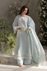 SOBIA NAZIR-3PC LAWN LASERCUTWORK EMBROIDERED SHIRT WITH CHIFFON PRINT EMBROIDERED DUPATTA AND TROUSER-NC-2674