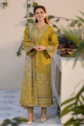 JADE-3PC LAWN SEQUIN EMBROIDERED SHIRT WITH CHIFFON PRINTED EMB DUPATTA & TROUSER-NC-2628
