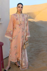 CRIMSON-3PC LAWN CHIKAANKARI EMBROIDERED SHIRT WITH CHIFOON PRINTED EMB DUPATTA AND EMB TROUSER-NC-2605
