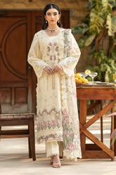ELAF-3PC LAWN CHIKANKARI EMBROIDERED SHIRT WITH CHIFFON PRINTED DUPATTA AND TROUSER-NC-2671