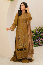 MAHNUR-3PC LAWN LASEWORK EMB SHIRT WITH CHIFFON PRINTED DUPATTA AND TROUSER -NC-2606