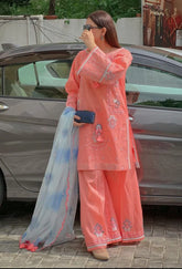 RANG RASIYA-3PC LAWN EMBROIDERED SHIRT WITH CHIFFON PRINTED DUPATTA & EMB TROUSER-BIC-2639