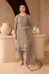 BATIK-3PC LAWN SEQUIN EMBROIDERED SHIRT WITH ORGANZA EMBROIDERED DUPATTA AND EMB TROUSER-NC-2634