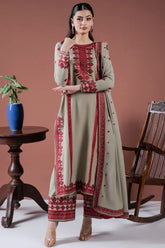 ASIM JOFA-3PC LAWN EMBROIDERED SHIRT WITH LAWN EMBROIDERED DUPATTA AND LAWN TROUSER-NC-2629