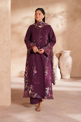 IZNIK-3PC LAWN EMBROIDERED SHIRT WITH KHAADI NET EMBROIDERED DUPATTA AND TROUSER-NC-2633