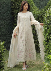 QALAMQAR-3PC LAWN CHIKAANKARI EMBROIDERED SHIRT WITH KHAADI NET EMBROIDERED DUPATTA AND TROUSER-NC-2630