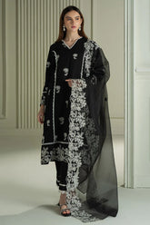 CROSS STITCH-3PC LAWN EMBROIDERED SHIRT WITH ORGANZA EMBROIDRERD DUPATTA & TROUSER-NC-2666