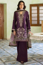 JAZMIN-3PC LAWN EMBROIDERED SHIRT WITH CHIFFON PRINTED DUPATTA AND TROUSER-NC-2631