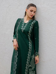 YARD-3PC LAWN EMBROIDERED SHIRT WITH CHIFFON EMBROIDERED DUPATTA AND TROUSER-NC-4827