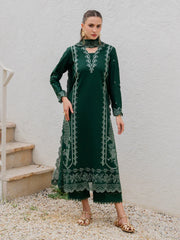 YARD-3PC LAWN EMBROIDERED SHIRT WITH CHIFFON EMBROIDERED DUPATTA AND TROUSER-NC-4827