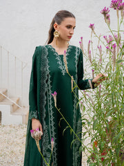 YARD-3PC LAWN EMBROIDERED SHIRT WITH CHIFFON EMBROIDERED DUPATTA AND TROUSER-NC-4827