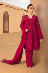 RANG RASIYA-3PC LAWN CHIKANKAARI EMBROIDERED SHIRT WITH KHADDI NET EMBROIDERED DUPATTA AND TROUSER-NC-2647