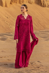 RANG RASIYA-3PC LAWN CHIKANKAARI EMBROIDERED SHIRT WITH KHADDI NET EMBROIDERED DUPATTA AND TROUSER-NC-2647