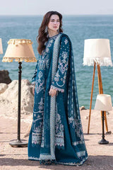 QALAMQAR-3PC LAWN HEAVY EMBROIDERED SHIRT WITH CHIFFON EMB DUPATTA AND EMB TROUSER-NC-2618