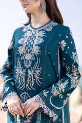 QALAMQAR-3PC LAWN HEAVY EMBROIDERED SHIRT WITH CHIFFON EMB DUPATTA AND EMB TROUSER-NC-2618