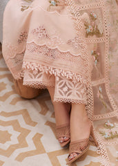 CRIMSON-3PC LAWN LASERWORK EMBROIDERED SHIRT WITH CHIFFON PRINTED EMBROIDERED DUPATTA AND TROUSER-NC-2648