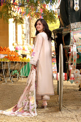 ANEELAS-3PC LAWN EMBROIDERED SHIRT WITH KHAADI NET PRINTED DUPATTA & EMB TROUSER-NC-4783