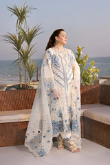 ANEELAS-3PC LAWN EMBROIDERED SHIRT WITH ORGANZA EMBROIDERED DUPATTA AND TROUSER-NC-2628
