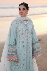 QALAMQAR-3PC LAWN CHIKANKAARI EMBROIDERED SHIRT WITH KHAADI NET EMBROIDERED DUPATTA AND TROUSER-NC-2689