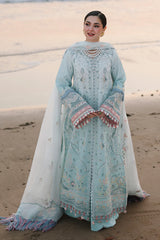 QALAMQAR-3PC LAWN CHIKANKAARI EMBROIDERED SHIRT WITH KHAADI NET EMBROIDERED DUPATTA AND TROUSER-NC-2689