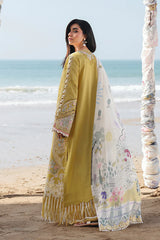 QALAMQAR-3PC LAWN CHIKENKARI EMBROIDERED SHIRT WITH CHIFFOON PRINT DUPATTA AND EMB TROUSER-NC-2659